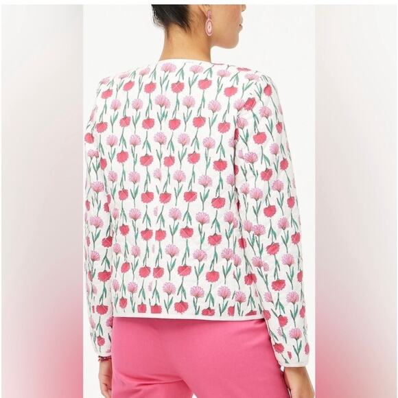 JCrew Factory Quilted Floral Cropped Jacket Button Front Womens 2 Petite - Picture 2 of 8
